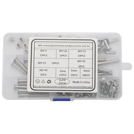 

WELPET Chicago Screw Binding Screws Posts Assortment Kit for DIY Leather Bookbinding Crafts(120Pcs M5)
