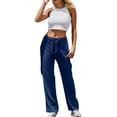 thumbnail image 3 of Bovemsi Womens Pants Cargo Women High Waist Casual Plus Size Flare Leggings With Pockets Workout Wide Leg Yoga Pant Clothes Travel Pants, 3 of 7