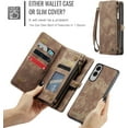 thumbnail image 3 of Funda tipo cartera para Samsung Galaxy S25 Edge, con cremallera, tarjetero, correa para la muñeca, funda protectora trasera magnética desmontable a prueba de golpes para Galaxy S25 Edge., 3 of 9