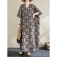 thumbnail image 2 of Vestido Kaftan Largo Mujer Con Estampado Geométrico Negro, 2 of 10