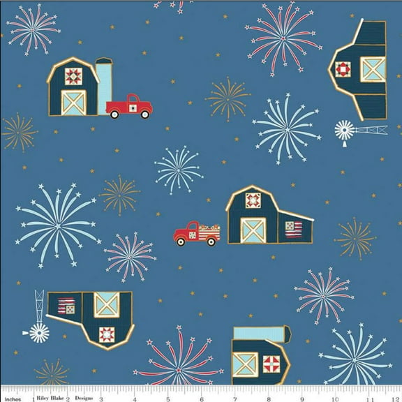 Riley Blake Red White and True Blue Collection Sparkle Glitter By the Yard Patriotic