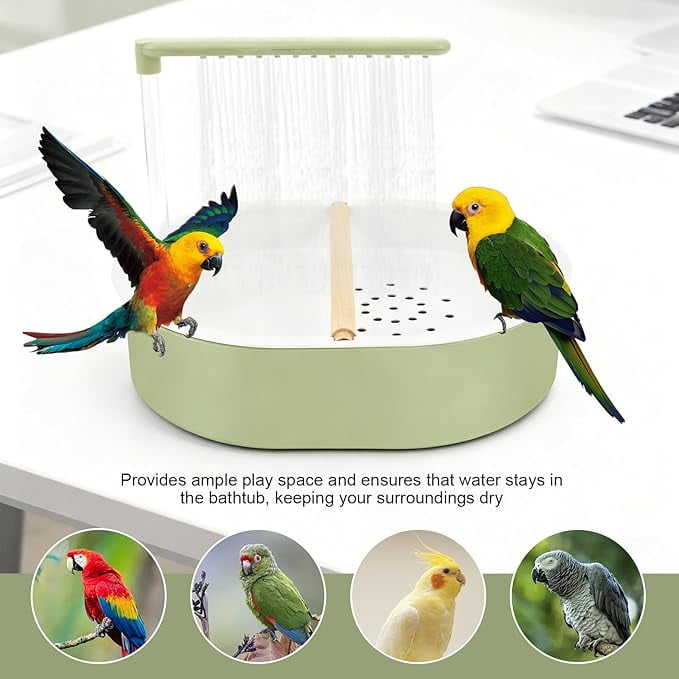 XQWJWLA Bird Bath, Automatic Parakeet Bath with Pump, Parrot Shower Fountain Indoor Bathtub with Running Water, Parrot Bath Tub Faucet for Pet Birds, Cockatiel, Conure, Budgie, Lovebird(#A)