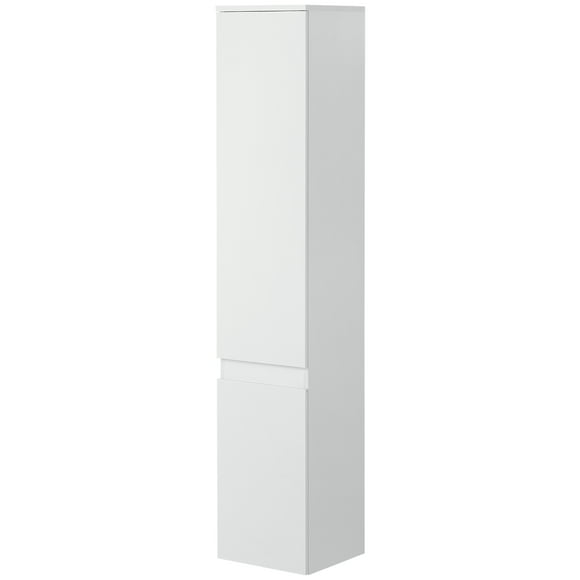 kleankin White Tall Bathroom Cabinet, Freestanding Storage Organizer with Adjustable Shelves & Cupboards, 11.8"W x 60"H, MDF & Particleboard, Narrow Linen Tower for Bathroom or Small Spaces