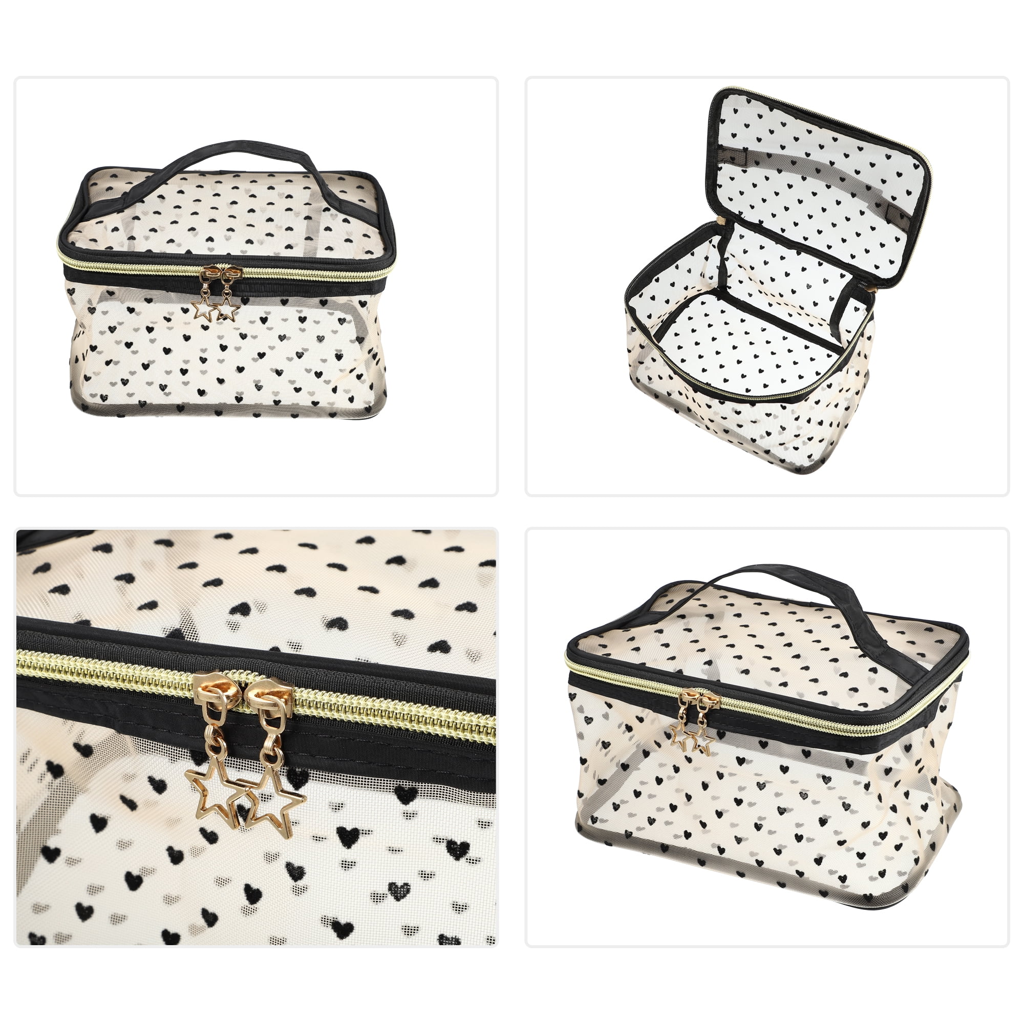 Unique Bargains Makeup Bag Travel Cosmetic Bags Zipper Beige Portable Makeup Organizer