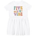 thumbnail image 3 of Inktastic Five is a Vibe 5th Birthday Retro Colors Girls Toddler Dress, 3 of 5
