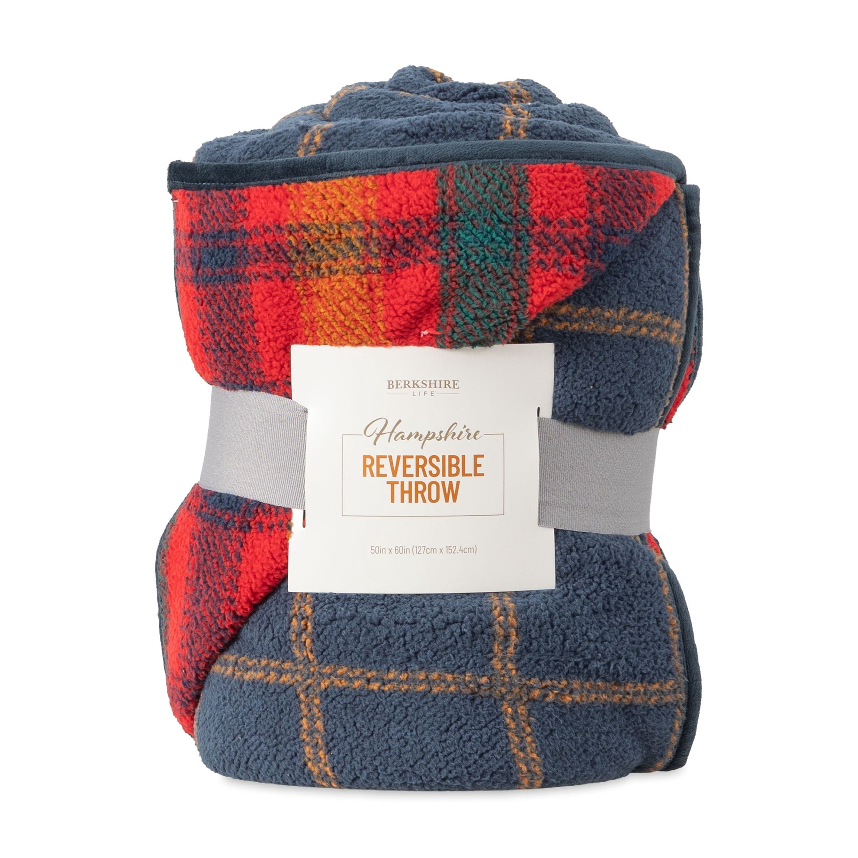 Berkshire Life Reversible Printed Hampshire Throw, Oversized, Angela Hazy Plaid