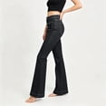 thumbnail image 6 of Yyeselk Women Flare Bell Jean Bottom Button Placket High Waist Jeans Vintage Stretch Wide Leg Bootcut Denim Trousers with Pockets Black M, 6 of 8