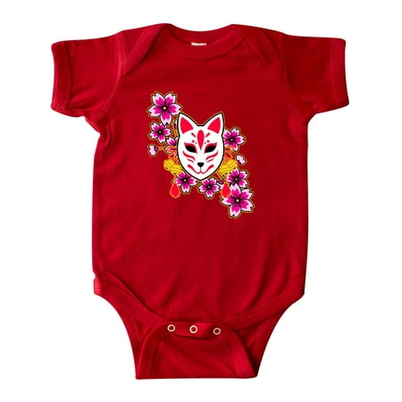 

Inktastic Kitsune Mask Illustration with Sakura Flowers Gift Baby Boy or Baby Girl Bodysuit