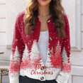 thumbnail image 4 of Women's Fashion Christmas Printed Long Sleeve Knitted Cardigan Button Down Jacket for Holiday Casual Wear and Women's Outerwear with Festive Design,Hot Pink,2XL, 4 of 6