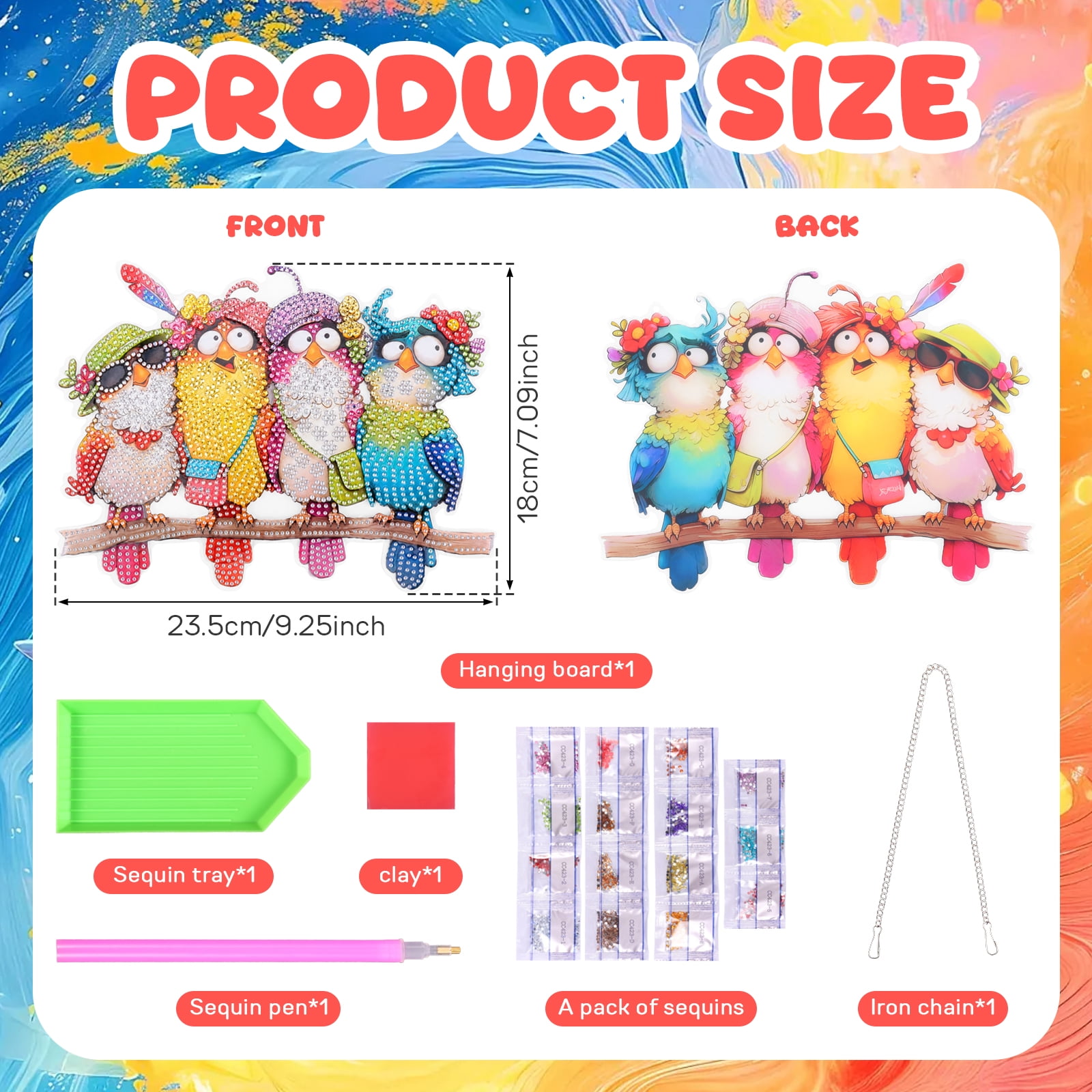Diamond Art Hanging Kit Double Sided Bird Diamond Art Window Pendant Ornament Special Shape Rhinestone for Living Room Bedroom Office Yard