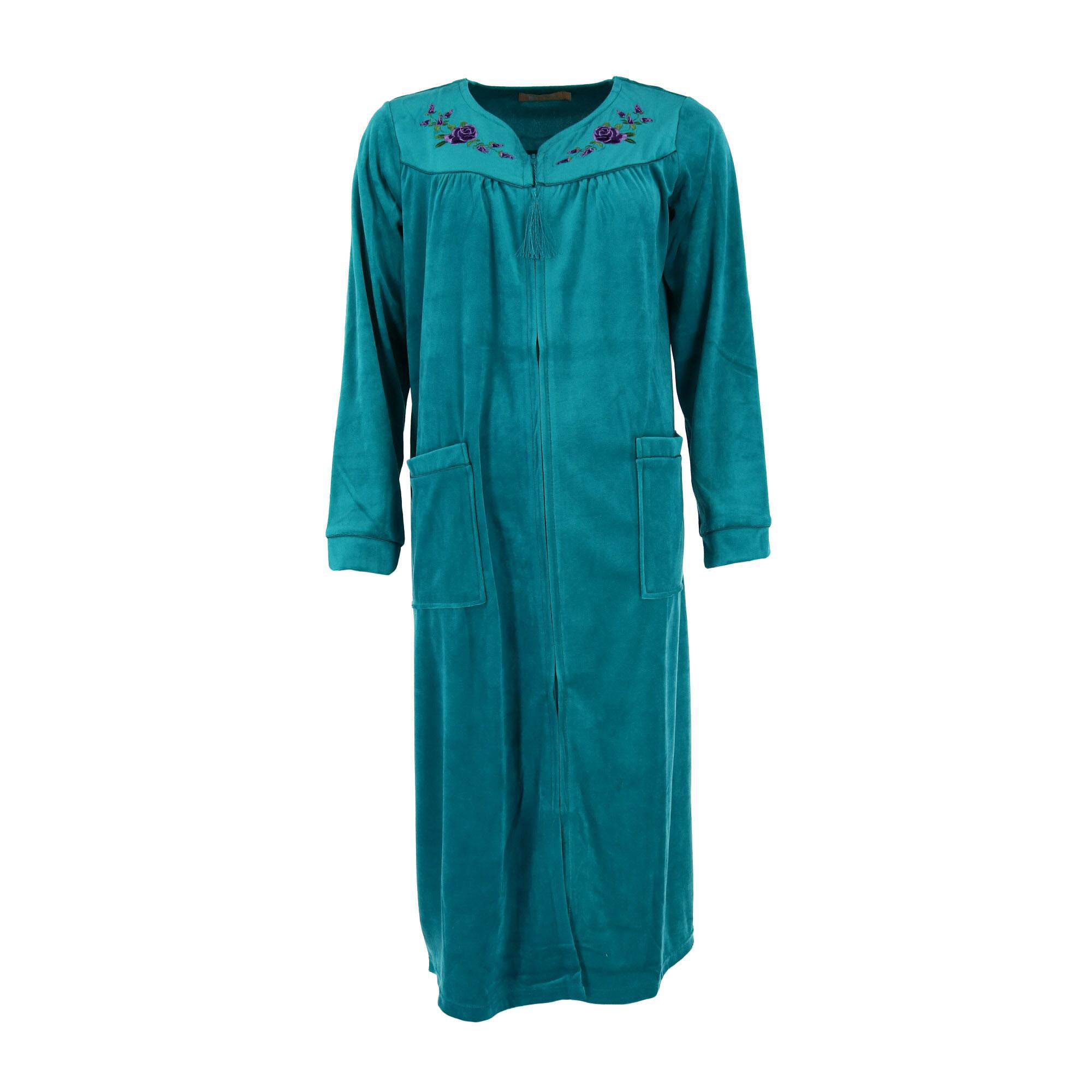 La Cera Women's Zippered Velour Duster Robe Gown | Walmart Canada