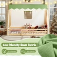thumbnail image 2 of Twin Size Bed with Tent and LED Lights, Solid Wood House Floor Bed with Full-length Guardrails, Montessori Design for Bedroom, Apartment, Easy Assembly, Mattress Not Included, White and Pink, 2 of 9