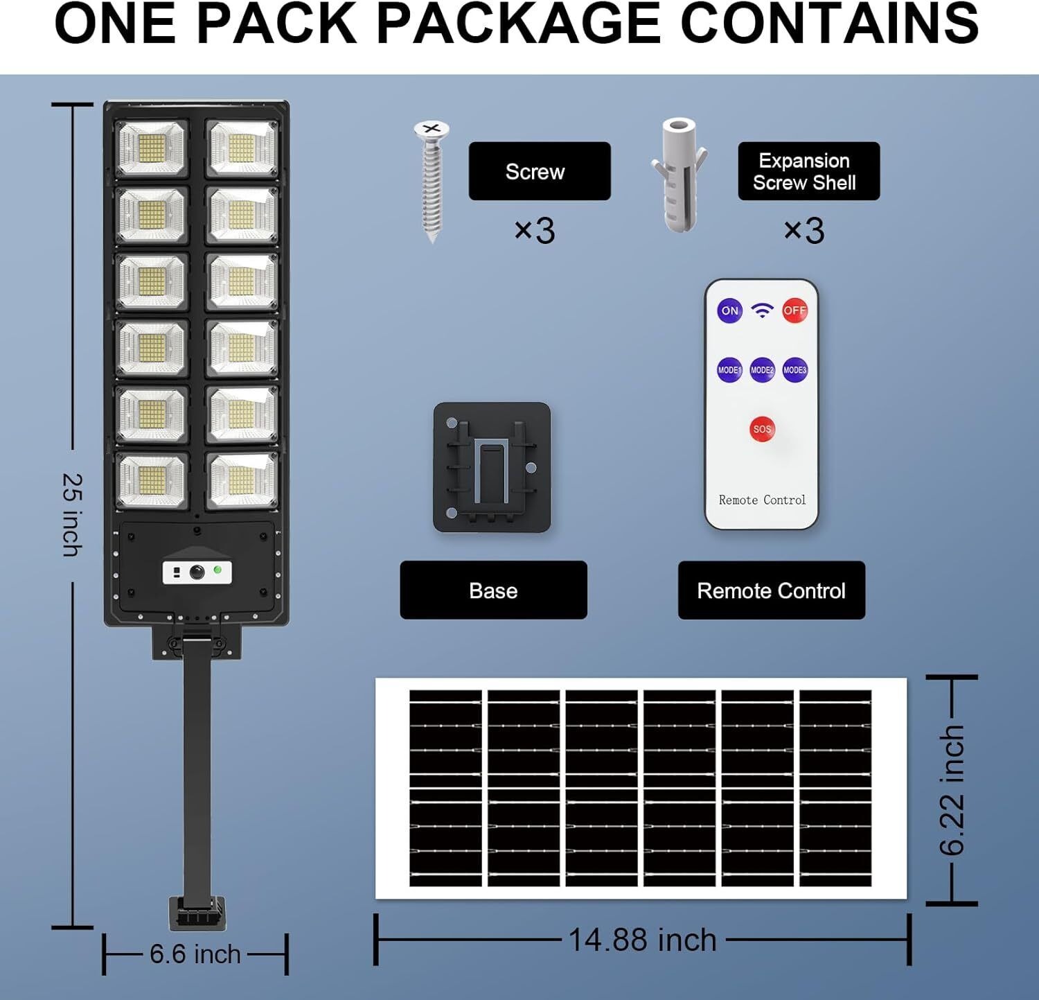 Outdoor Solar Street Light Motion Sensor Lamp Commercial Dusk To Dawn Road Lamp