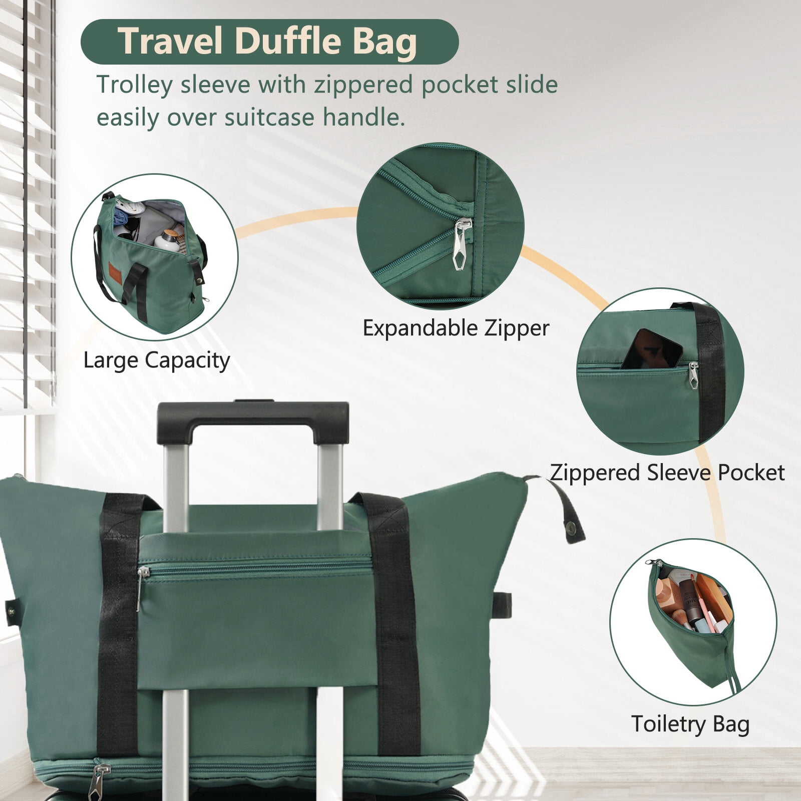 Hardside Suitcase, 20 Inch Carry On Luggage Set 3 Piece with Spinner Wheels, Lightweight Hardshell ABS Suitcase for Weedend Getaways, Business Travel, Green, Green Hardside Luggage