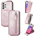 thumbnail image 1 of SaniMore for Samsung Galaxy A33 5G Magnetic Closure Top & Bottom Flip Wallet Case, Premium PU Leather Cover with Car Mount Card Slot & Adjustable Kickstand Full Body Protective Shell, Rosegold, 1 of 9