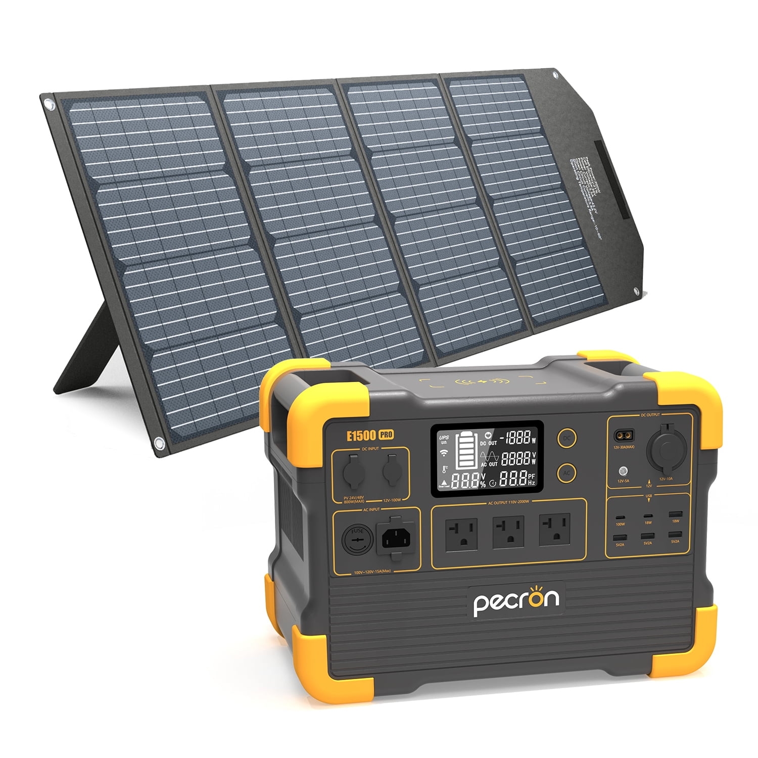 Buy pecron E1500 PRO Portable Power Station with 200W Solar Panel 2000W