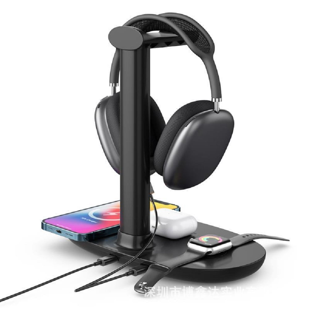 Headphone Stand Wireless Charger 4 in 1 Compatible with Apple iPhone, Watch, AirPods