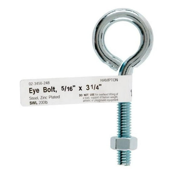 Hampton 5/16 in. X 3-1/4 in. L Zinc-Plated Steel Eyebolt Nut Included
