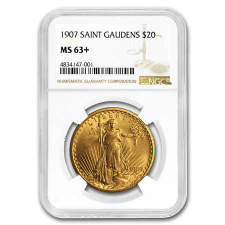 1907 $20 Saint-Gaudens Gold Double Eagle MS-63+ NGC