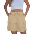 thumbnail image 5 of Women's Cargo Shorts Quick Dry Lightweight Athletic Hiking Shorts Casual Elastic Waist Drawstring Summer Shorts with Multi-Pockets, 5 of 9