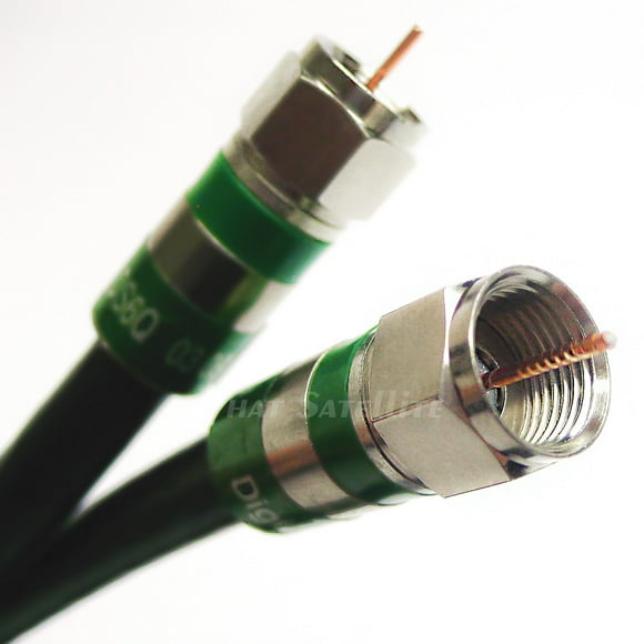 150ft Black Indoor/Outdoor RG-6 Coax Cable 75 Ohm UV Resistance (CATV, Satellite TV, or Broadband Internet) with Quad Shield Compression COAXIAL CONNECTORS