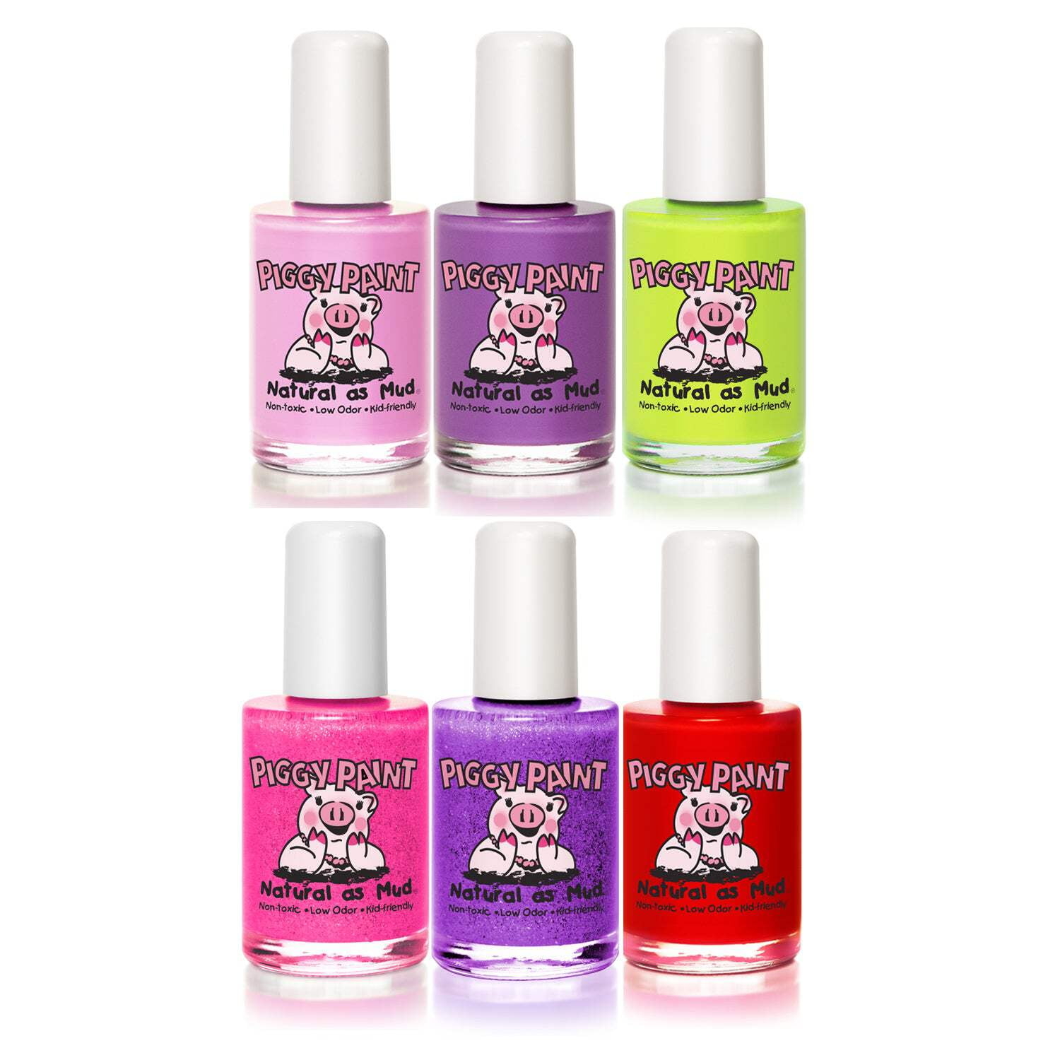 Piggy Paint Loud & Proud Gift Set, 6 full-size 0.5 oz. Kid-friendly Nail Polishes