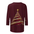 thumbnail image 5 of Womens Casual Christmas 3/4 Sleeve Tee Shirts Sweatshirt Hoodies Pullover Sweaters Long Sleeve Zip Up Sweatshirt Hoodless Fall Tops, 5 of 5