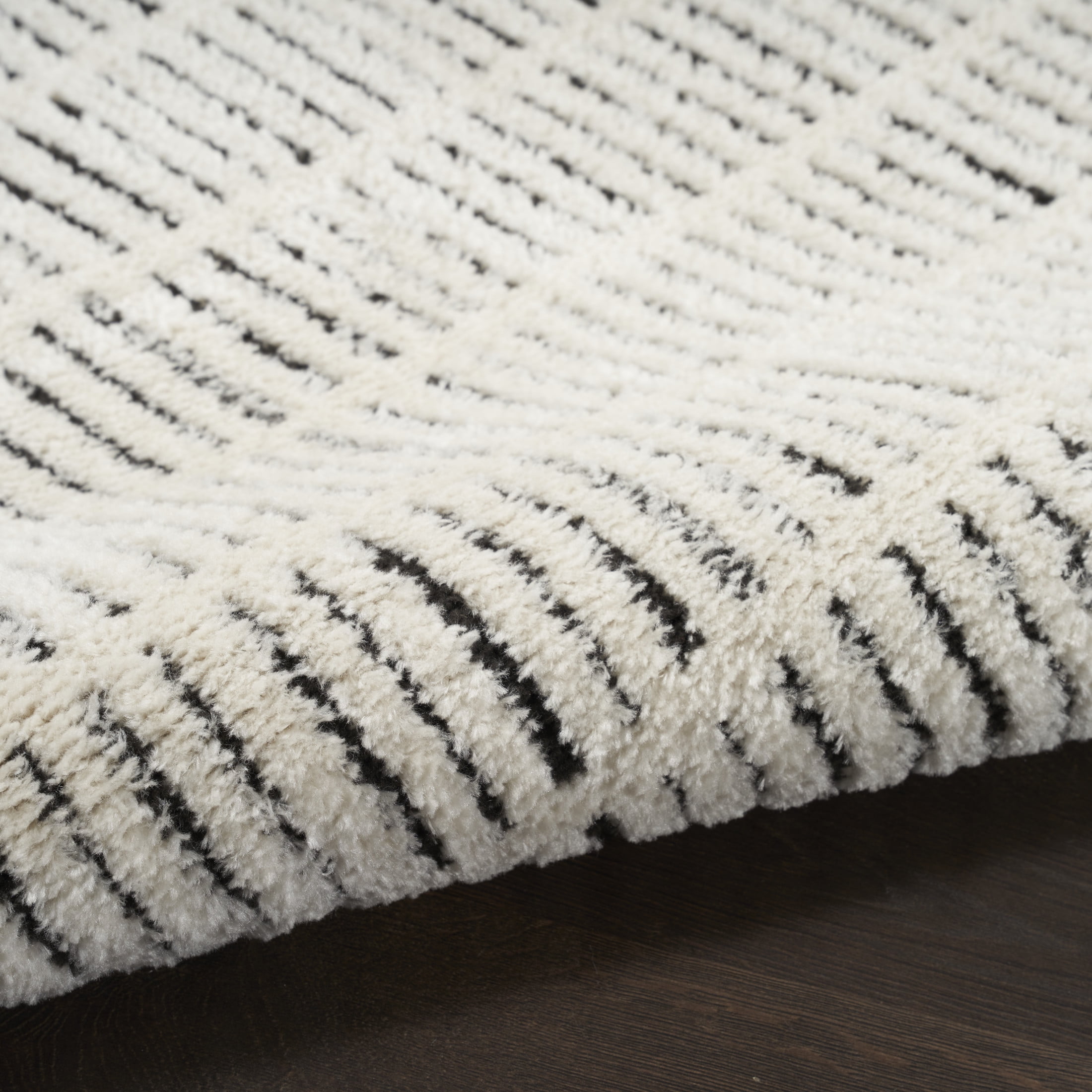 Nourison Cozy Modern 2'2" x 6' Ivory Black Scandinavian Indoor Rug