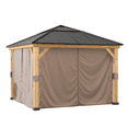 thumbnail image 5 of Sunjoy 13 ft. x 15 ft. Patio Cedar Framed Gazebo with Brown Steel and Polycarbonate Hip Roof Hardtop, 5 of 10