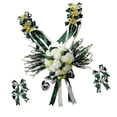 thumbnail image 2 of 12 Pieces Wedding Car Decorations Kit Photo Prop Wedding Silk Flower Ribbon Bows Set Green, 2 of 9