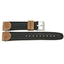 Cuir De Lyon Timex Expendition Brown Black Pebbled Leather Wristwatch Strap (19mm)