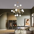 thumbnail image 4 of KCO Lighting Modern Gold Sputnik Chandelier, 12-Light Milk Glass Globe Pendant Light Fixture, 4 of 9