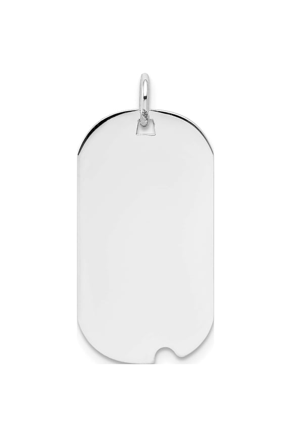 14K White Gold Plain .011 Gauge Engravable Dog Tag With Notch Disc (28 X 13) Made In United States xwm597/11