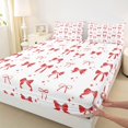 thumbnail image 4 of jejeloiu Kawaii Cute Bowtie Bed Sheets,Red Bowknot King Sheets For Bows Lovers 4-Piece, 4 of 6