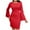 Red, variant on Sevevn Dresses for Women Women's Banquet Evening Dress Solid Lotus Leaf Sleeves Long Sleeve Round-Neck Dress Gift for Girls