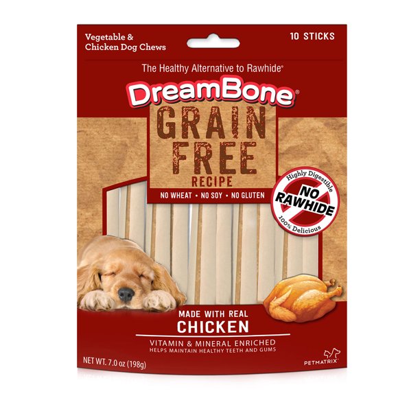 DreamBone GrainFree Sticks with Real Chicken RawhideFree Dog Chews, 7