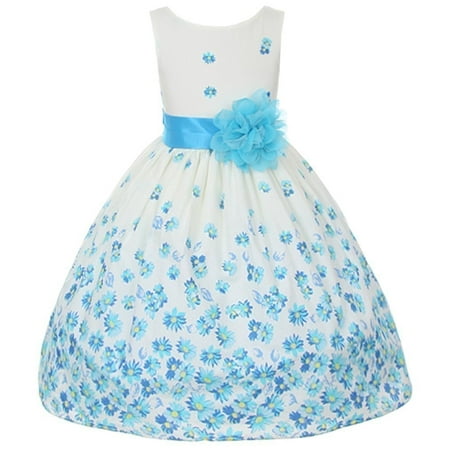 Kids Dream Little Girls Turquoise Daisy Special Occasion Dress 2T ...