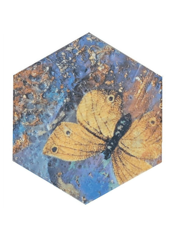 Butterfly Yellow Single Hexagon 6in x 7in Ceramic Tile 0.2154 Sq Ft per piece