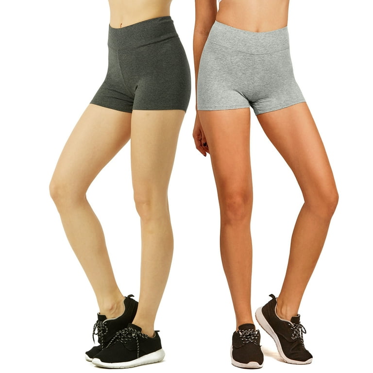 Women High Waist Soft Cotton Stretch 12 Workout Running Yoga Tights Shorts