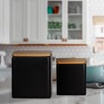 thumbnail image 6 of Benjara BM219172 Dual Tone Square Ceramic Canister with Wooden Lid, Black & Brown - Set of 2, 6 of 6