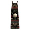 thumbnail image 3 of Women's Casual Loose Jumpsuit with Christmas Print, Army Green, Size L, 3 of 5
