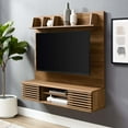 thumbnail image 4 of Media TV Stand Console Table, Wood, Brown Walnut, Modern Contemporary Urban Design, Living Lounge Room Hotel Lobby Hospitality, 4 of 10