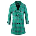 thumbnail image 5 of INSPIRE CHIC Plaid Overcoat for Men's Notch Collar Single Breasted Checked Winter Trench Coat S Green, 5 of 6