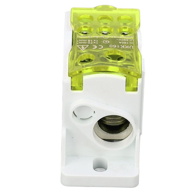 3 Positions Power Distribution Block, 690V 160A C45 DIN Rail Terminal Bus Bar Terminal Block with Cover, RV Junction Block for Automotive Marine, Car Boat