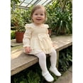 thumbnail image 5 of RUINIXCW Newborn Baby Girl Smocked Romper Dress Princess Birthday Baptism Wedding Party Dress Infant Baby Girls Spring Fall Clothes Square Neck Puff Long Sleeve Ruffled Dress, 5 of 10