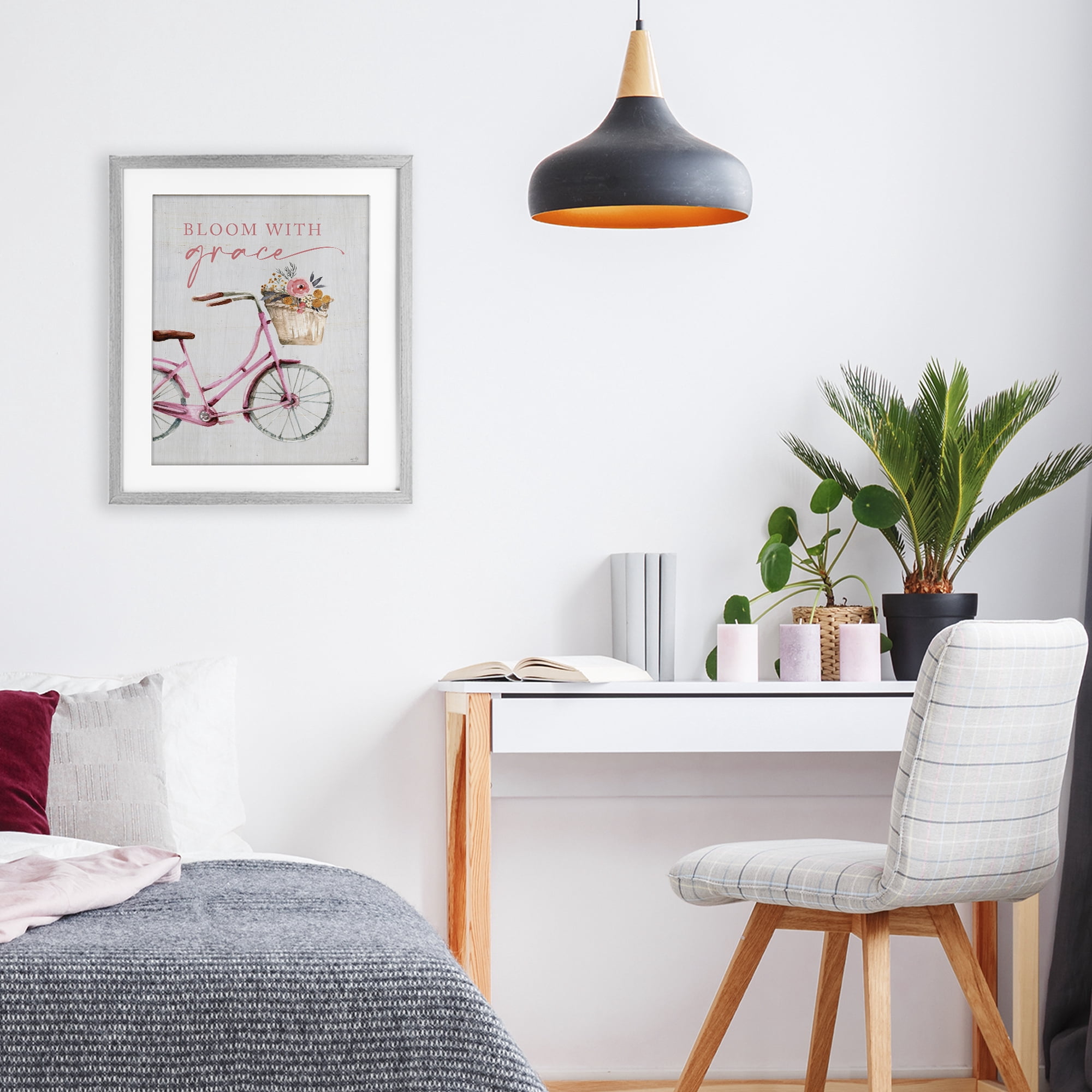 Stupell Industries Bloom With Grace Bicycle Gray Framed Print Under Glass, design by Lux + Me Designs