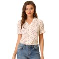 thumbnail image 1 of INSPIRE CHIC Women's Cherry Print Ruffle V Neck Short Sleeve Summer Blouses 1 M, 1 of 5