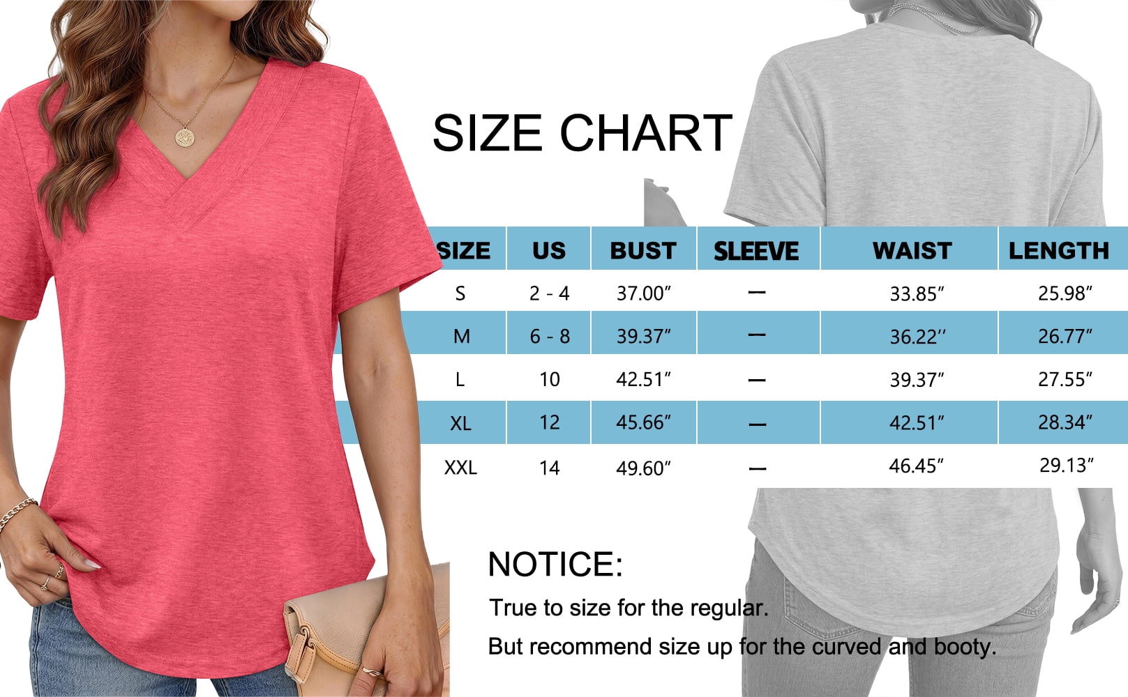 MOSHU Deep V Neck Womens Tops Curved Hem Shirts for Women Fashion Trendy Blouses Casual Loose Fit Tees Tops