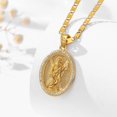 thumbnail image 5 of TANGPOET S925 Sterling Silver Gold Plated Saint Andrew Medal Necklace, Double Sided Oval Pendant with CZ for Men Women, 5 of 6