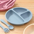 thumbnail image 4 of Plato de cena Platos de silicona para bebés, niños pequeños, plato de autoalimentación para bebés con cuchara y tenedor de silicona, sin BPA, diseño dividido, apto para lavavajillas y microondas Meterk  Plato de cena, 4 of 7